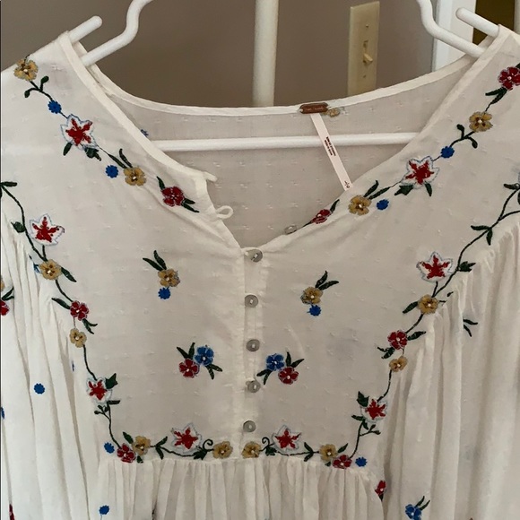 Free people large white beaded tunic/top - Picture 6 of 6